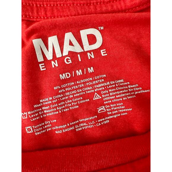 USA America Mad Engine Medium Red Tee T-Shirt Short Sleeve Election Patriotic - Picture 3 of 5
